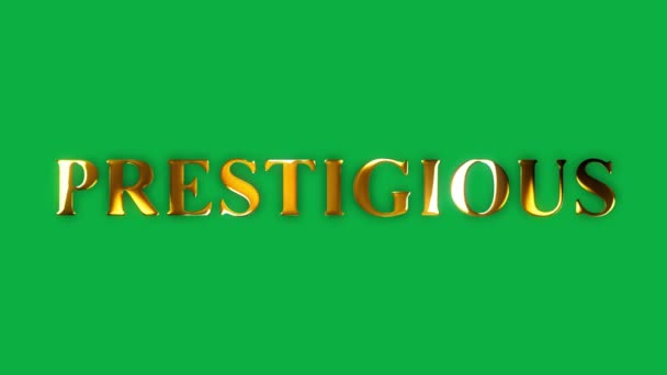 Prestigetext Goldeffekt Animation Mit Grünem Bildschirm — Stockvideo