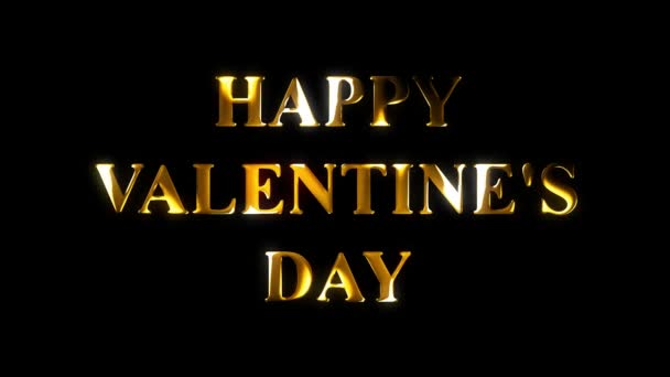 Happy Valentine Day Tekst Złoty Efekt Animacji Czarnym Ekranem — Wideo stockowe
