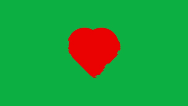Liefde Vorm Met Glitch Animatie Groene Achtergrond — Stockvideo