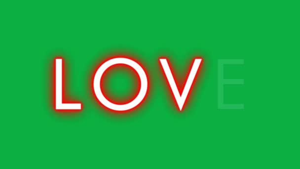 Amor Texto Con Luces Neón Animación Sobre Fondo Verde — Vídeos de Stock