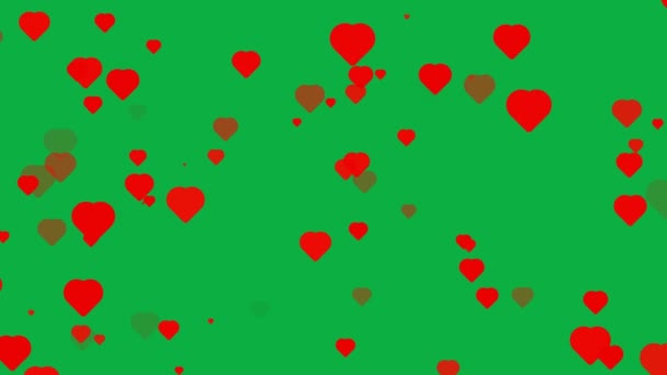 Yeşil Zemin Üzerinde Kırmızı Renkte Vektör Animasyon Aşk Şekli — Stok video
