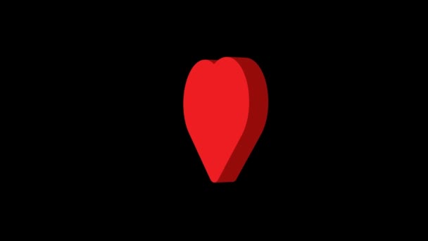 Icono Forma Amor Animación Giratoria Con Color Rojo Fondo Negro — Vídeos de Stock