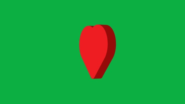 赤い色と緑の背景を持つ4K回転アニメーション愛の形のアイコン — ストック動画