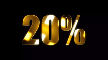  4k% 20 metin altın etkisi animasyonu siyah arkaplan