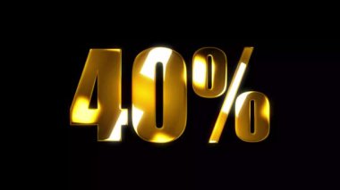  4k% 40 metin altın etkisi animasyonu siyah arkaplan