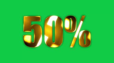% 4k% 50 metin altın etkisi yeşil ekran animasyonu