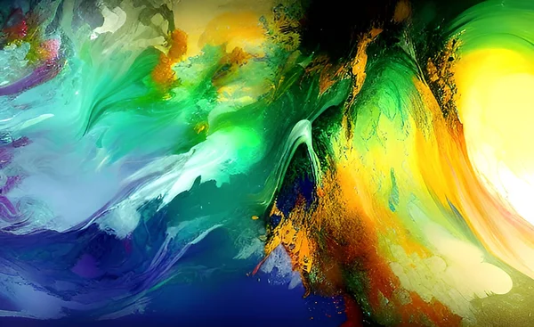 abstract background with colorful paint splashes and oil paints stains
