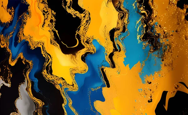 liquid and fluid abstract background with oil painting streaks and color patterns