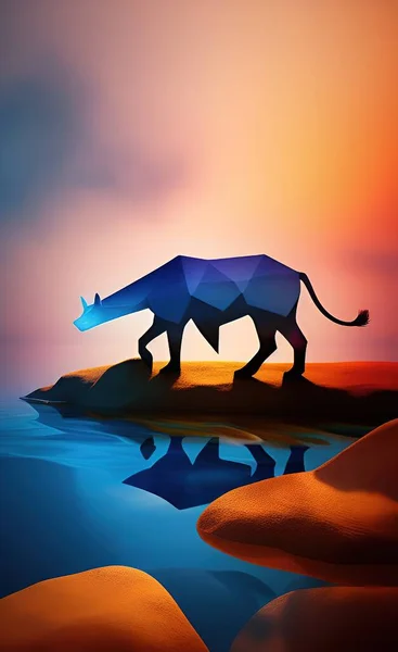 3d illustration of a dinosaur on the sea background