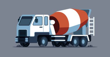 Şirin Düz Karıştırıcı Kamyon Vektörü