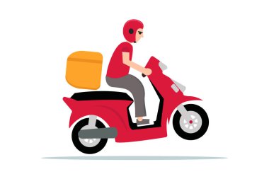 Motosiklet tasarımı vektörü süren hızlı teslimatçı.