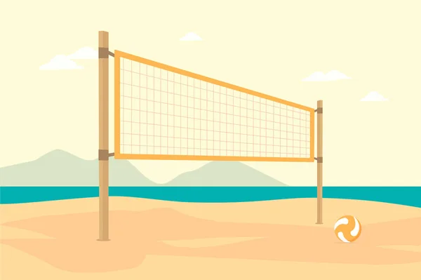 Cancha Voleibol Playa Con Vector Diseño Fondo Oceánico Ilustración Aislada — Archivo Imágenes Vectoriales