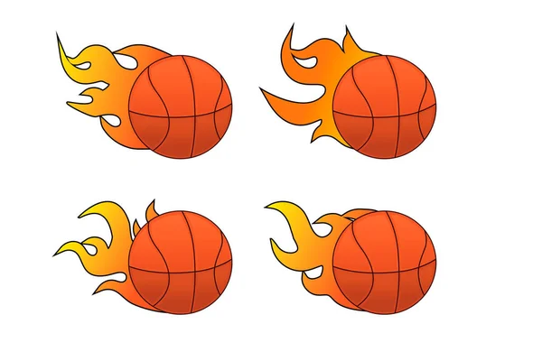 Basketball Feuer Logo Design Vektor Flach Modern Isoliert Illustration — Stockvektor