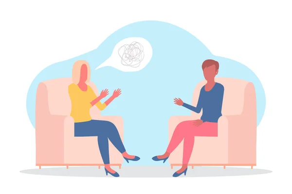 Psychologist Patient Psychotherapy Counseling Concept Illustration Design Flat Modern Vector — Archivo Imágenes Vectoriales