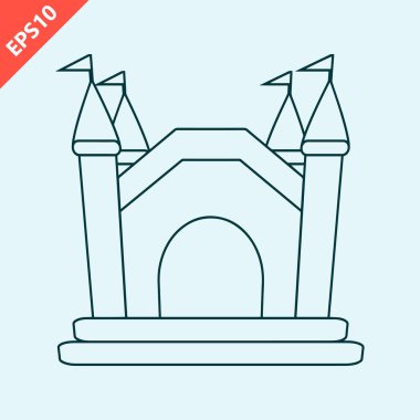 El çizimi zıplama evi logosu simgesi tasarımı siyah izole edilmiş modern vektör illüstrasyonu