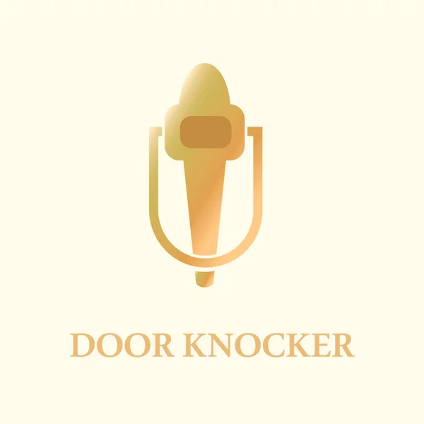 Logo Knocker Pintu Desain Vektor Datar Ilustrasi Terisolasi Modern - Stok Vektor