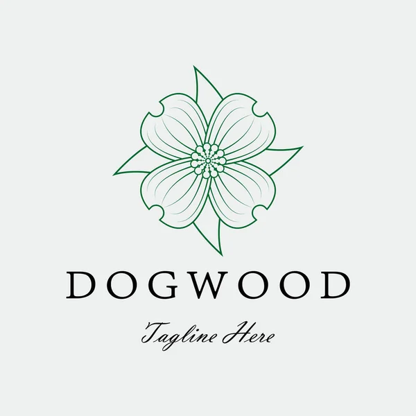 Dogwood Bloem Logo Pictogram Ontwerp Vector Platte Moderne Geïsoleerde Illustratie — Stockvector