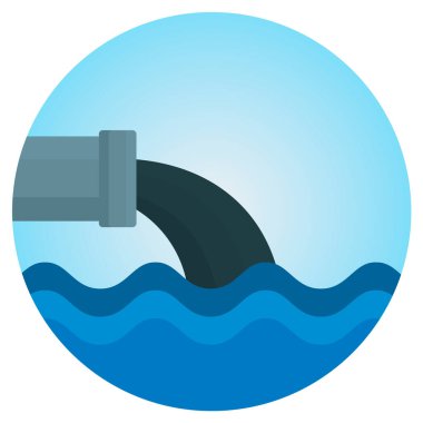 Endüstri kaynaklı su kirliliği. Deniz tasarım vektörü ikonu modern illüstrasyonunda kirli atık su