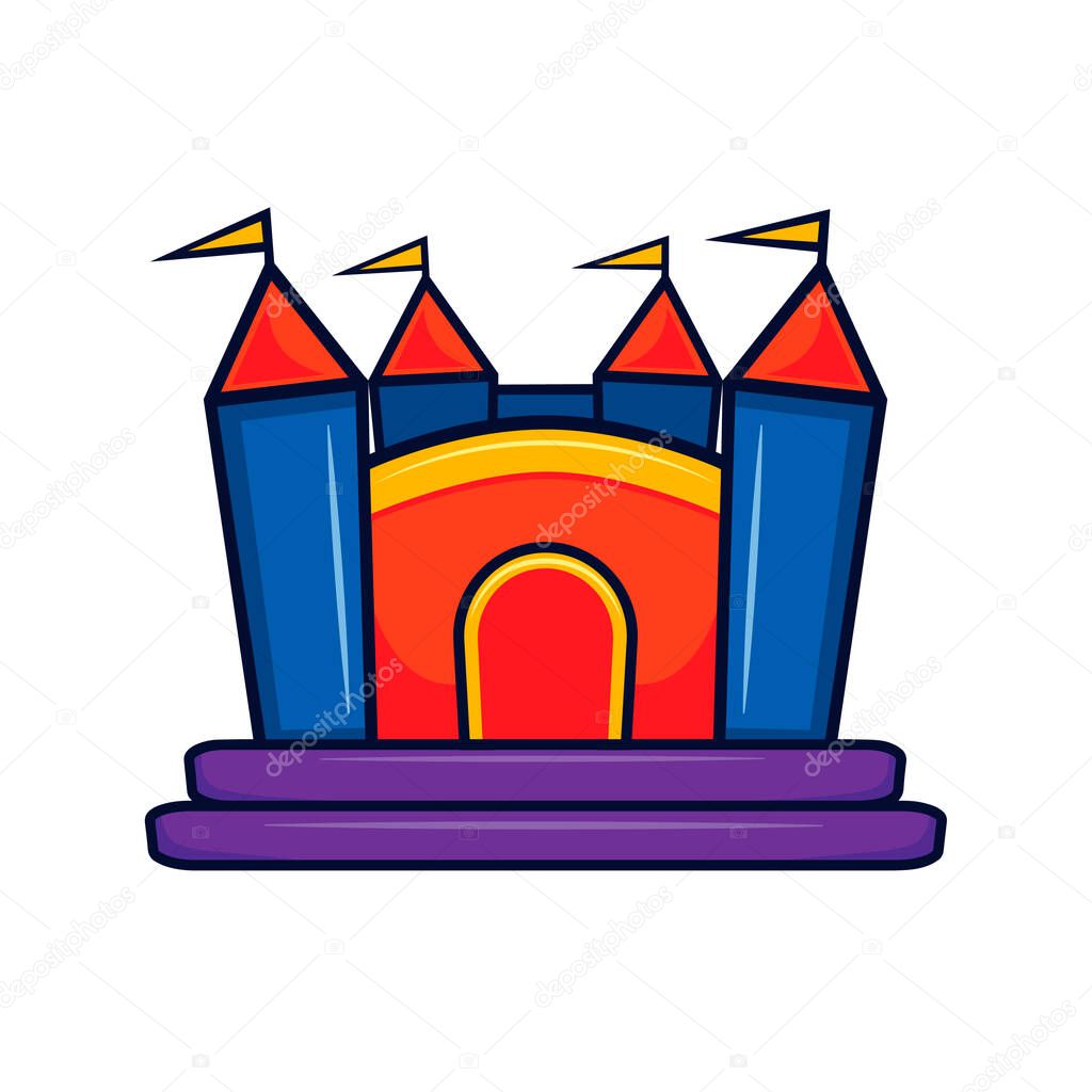 Bounce house logo cartoon icon design template black isolated modern vector illustration