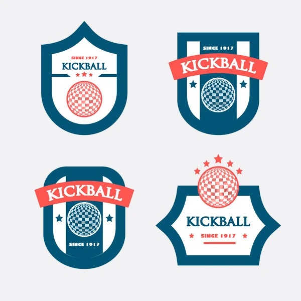 Kickball Abzeichen Design Vektor Logo Modern Isoliert Illustration — Stockvektor
