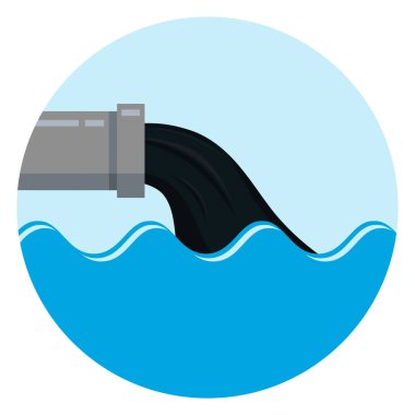 water pollution from industry.dirty waste water in the sea design vector icon flat modern isolated illustration