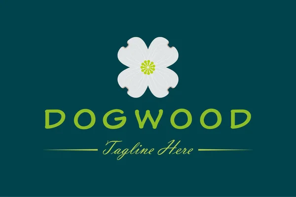 Dogwood Bloem Logo Pictogram Ontwerp Vector Platte Moderne Geïsoleerde Illustratie — Stockvector