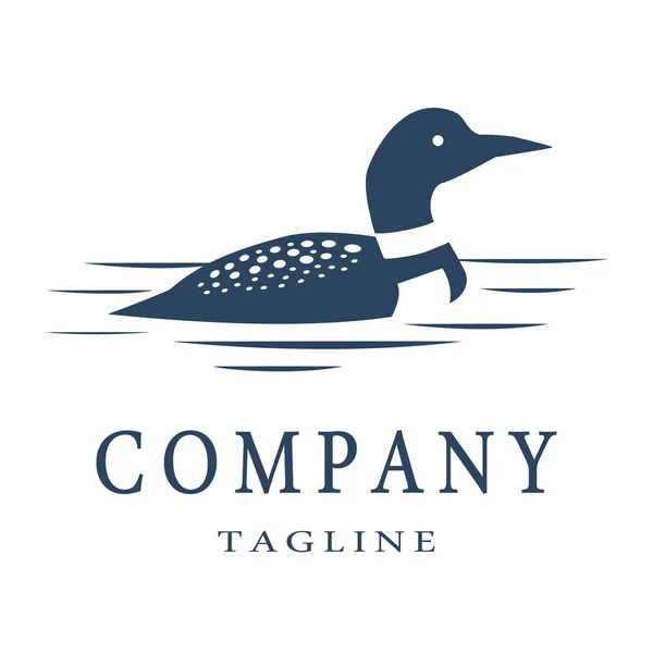 Ördek Dalgıç Kuşu Logosu Tasarımı Vektör Modern Illüstrasyon — Stok Vektör