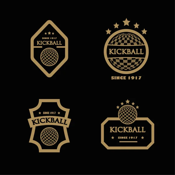 Kickball logo rozetleri tasarım vektörü düz modern izole illüstrasyon