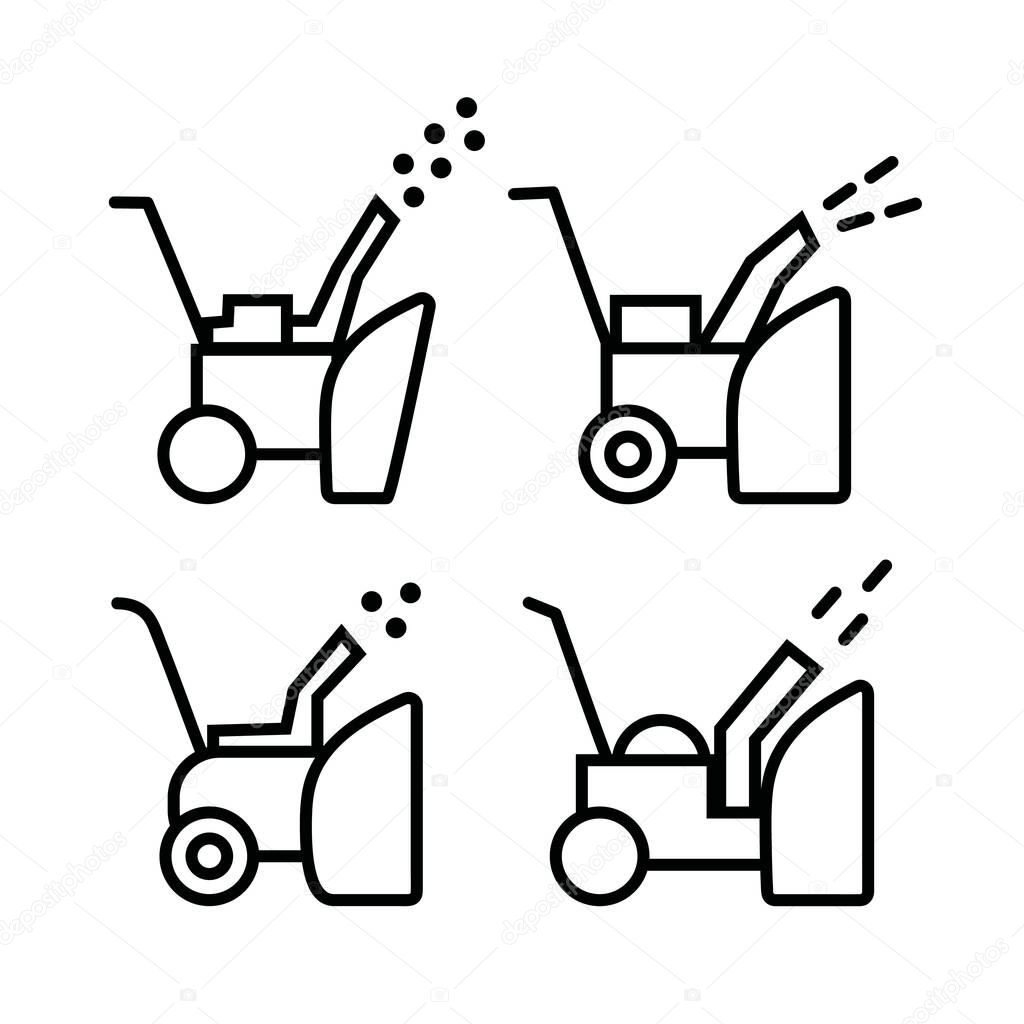 Set of snow blower design icon vector flat modern isolated illustration