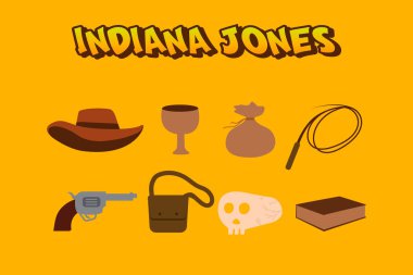 indiana jones icons design vector modern illustration