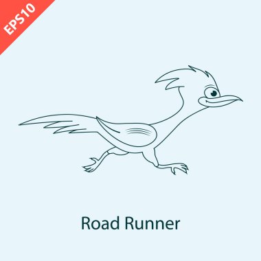 El çizimi Road Runner logosu tasarımı vektör düz modern izole çizim