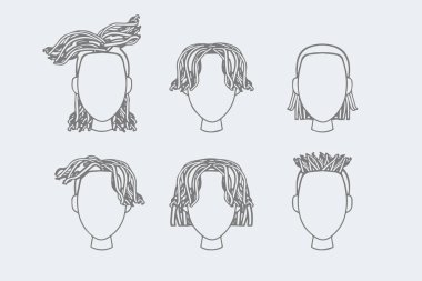 hand drawn african hair dreadlocks design vector flat modern isolated illustration