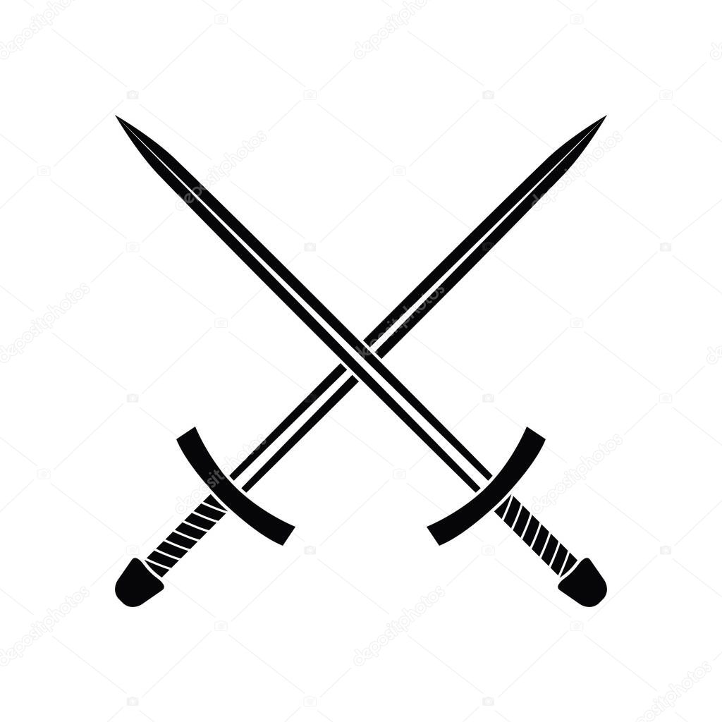 Crossed sword icon design vector flat modern isolated illustration