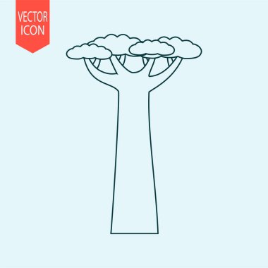 El çizimi baobab ağacı tasarımı vektörü düz modern izole çizim