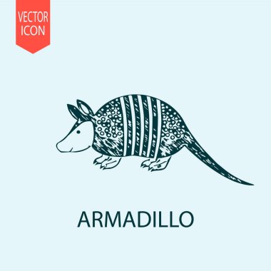 El çizimi armadillo tasarım vektörü düz modern izole çizim