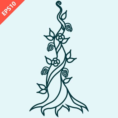 El çizimi fasulye sırığı tasarımı vektörü düz izole edilmiş modern illüstrasyon