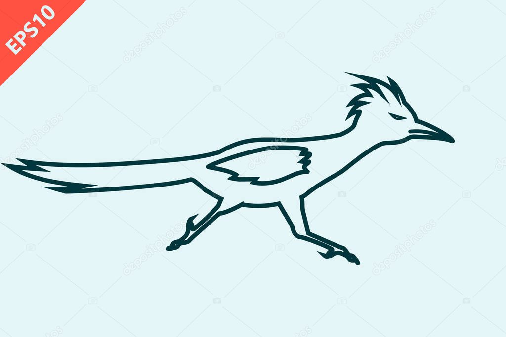 Hand drawn road runner logo design vector flat modern isolated illustration