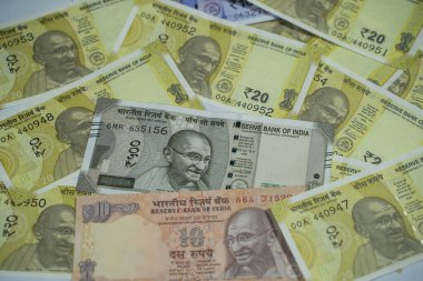 5, 10 ve 20 rupi Hint parası ya da parası..