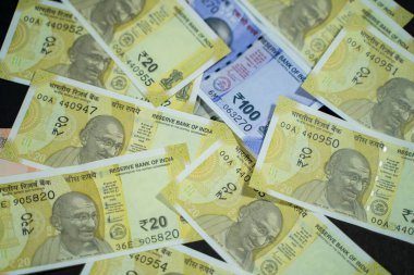 5, 10 ve 20 rupi Hint parası ya da parası..
