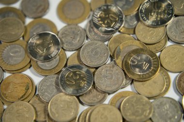 5, 10 ve 20 rupi Hint parası ya da parası..