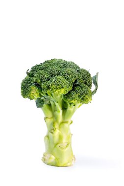 Beyaz arka planda izole edilmiş taze brokoli. Kırpma yolu dahil.