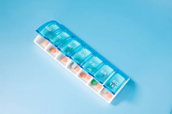 Plastic Container Storing Pills Organization Storage Tablets Each Day — Fotografia de Stock