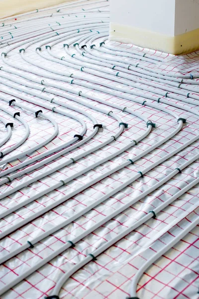 Installation Underfloor Heating Pipes Water Heating Heating Systems Pipes Underfloor —  Fotos de Stock