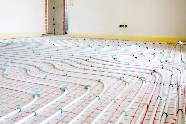 Installation Underfloor Heating Pipes Water Heating Heating Systems Pipes Underfloor — Foto Stock