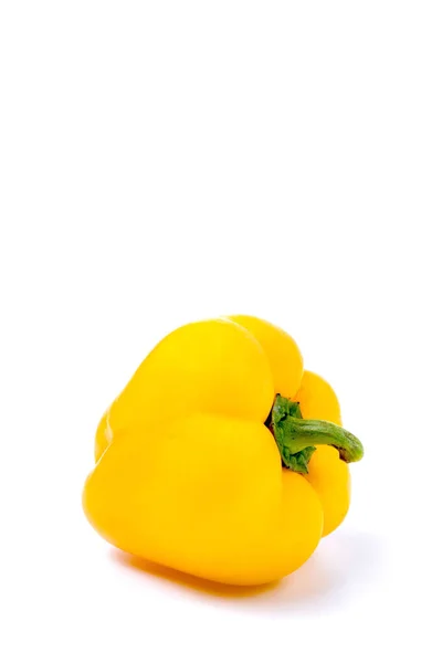 Žlutý Pepř Izolovaný Bílém Stopami Výstřižcích Paprika Paprika — Stock fotografie