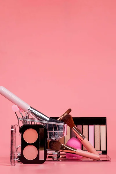 Make Cosmetica Zoals Oogschaduwen Lippenstift Mascara Make Accessoires Verkoop Van — Stockfoto