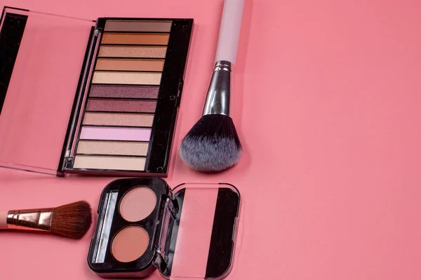 Beauty Achtergrond Met Gezichtscosmetische Producten Met Lege Kopieerruimte Make Huidverzorging — Stockfoto