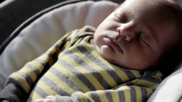 Newborn Baby Sleeps Restlessly Colic Children — Stock Video
