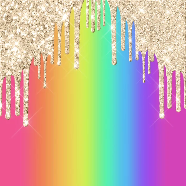 彩虹和滴水黄金数码背景 — 图库照片