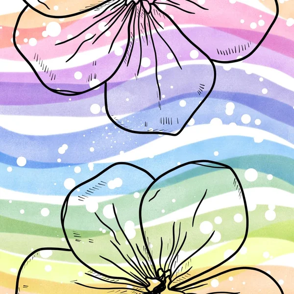 Seamless Pattern Hand Drawn Flowers Watercolor Illustration — Stock Fotó